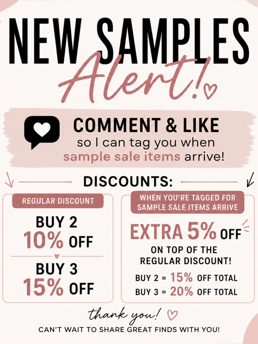 Sample sale notifications!